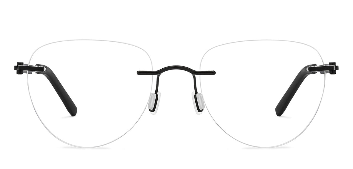 Black Aviator Rimless Unisex Eyeglasses by Lenskart Air200728