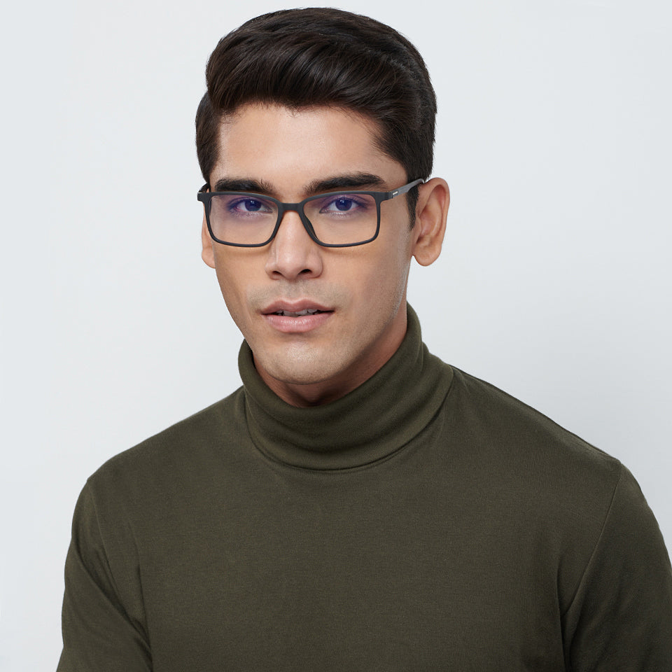 Black Rectangle Full Rim Unisex Eyeglasses by Lenskart Blu146458