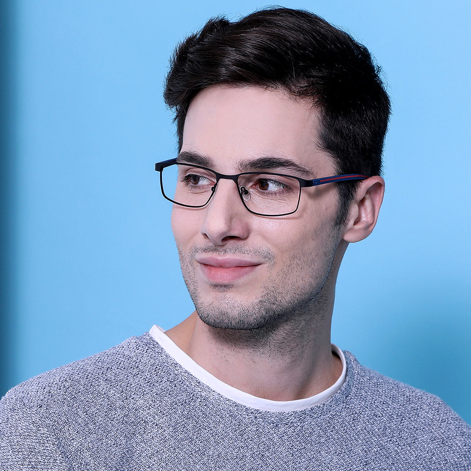 Black Rectangle Full Rim Unisex Eyeglasses by Vincent Chase VC129759