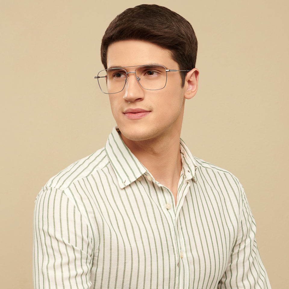 Gunmetal Square Full Rim Unisex Eyeglasses by Vincent Chase VC202639