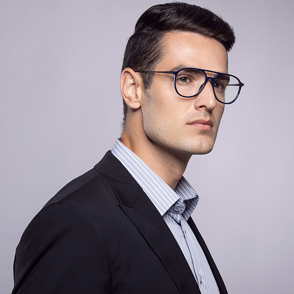 Blue Aviator Full Rim Unisex Eyeglasses by Vincent Chase Computer