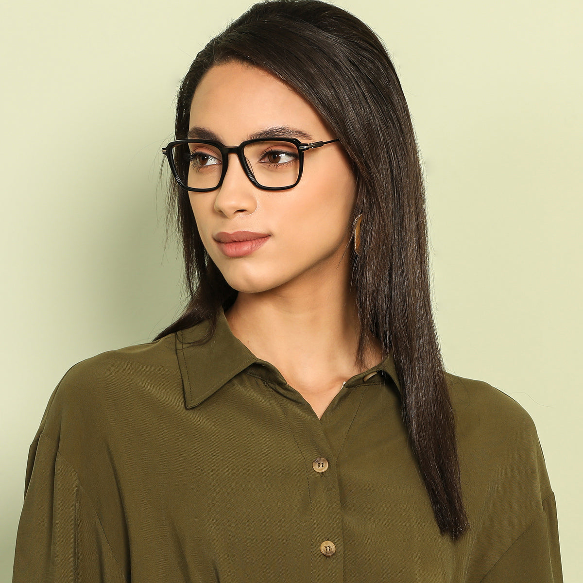 Black Hexagonal Full Rim Wide Unisex Eyeglasses by Vincent Chase VC