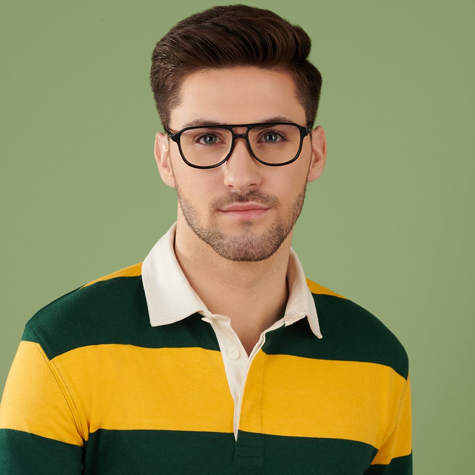 Black Aviator Full Rim Unisex Eyeglasses by Vincent Chase148188 Lenskart