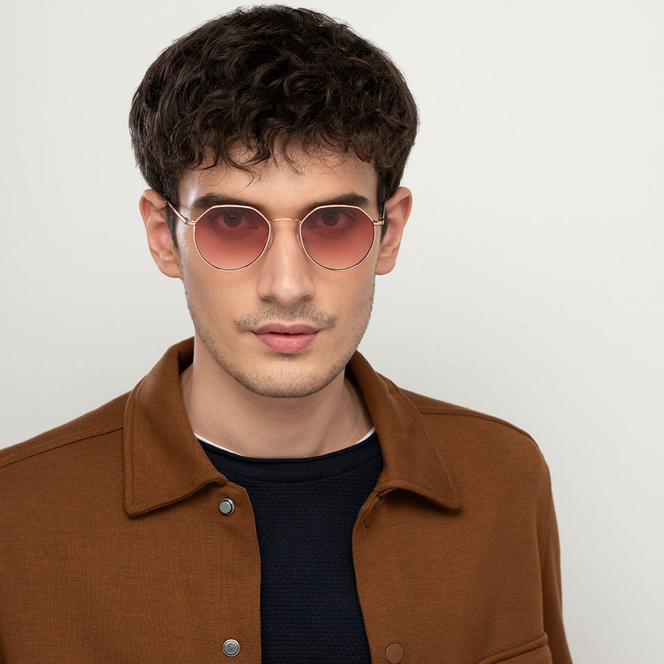 Gold Hexagonal Full Rim Women Sunglasses by Vincent Chase148160 Lenskart