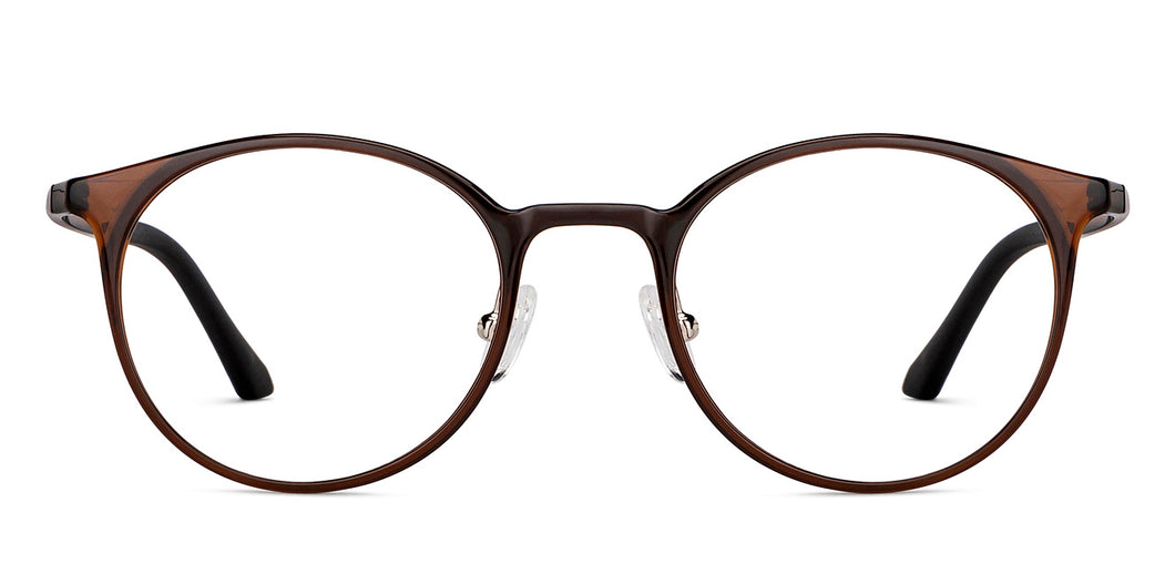 Brown Round Full Rim Unisex Eyeglasses by Lenskart Air Online-149733