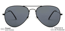 Load image into Gallery viewer, Black Aviator Full Rim Unisex Sunglasses by Vincent Chase Polarized-131002