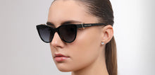 Load image into Gallery viewer, Black Cat Eye Full Rim Women Sunglasses by John Jacobs-225418