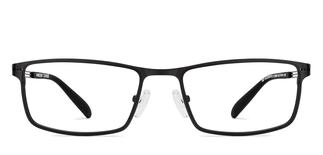 Black Rectangle Full Rim Unisex Eyeglasses by Vincent Chase-231403