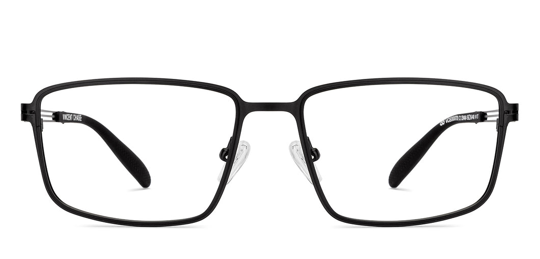 Black Rectangle Full Rim Unisex Eyeglasses by Vincent Chase-231404