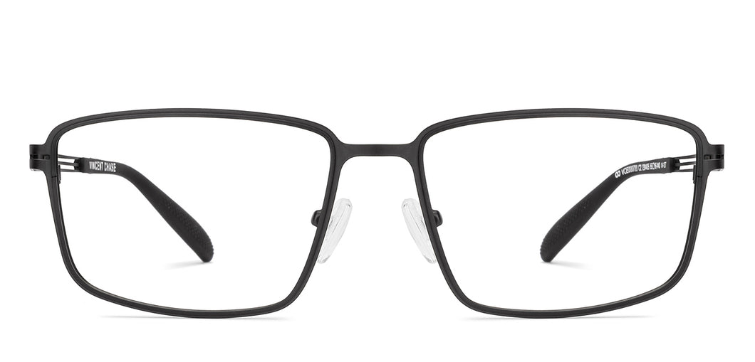 Black Rectangle Full Rim Unisex Eyeglasses by Vincent Chase-231405