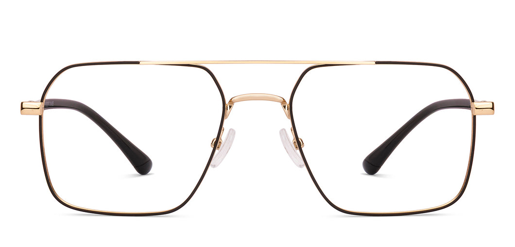 Black Gold Square Full Rim Unisex Eyeglasses by Vincent Chase-235213