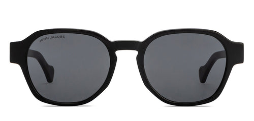 Black Hexagonal Full Rim Unisex Sunglasses by John Jacobs-216872