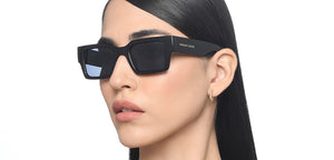 Black Rectangle Full Rim Unisex Sunglasses by Vincent Chase Online-216677