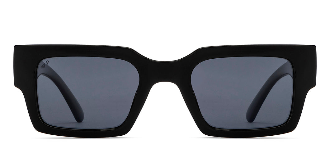 Black Rectangle Full Rim Unisex Sunglasses by Vincent Chase Online-216677