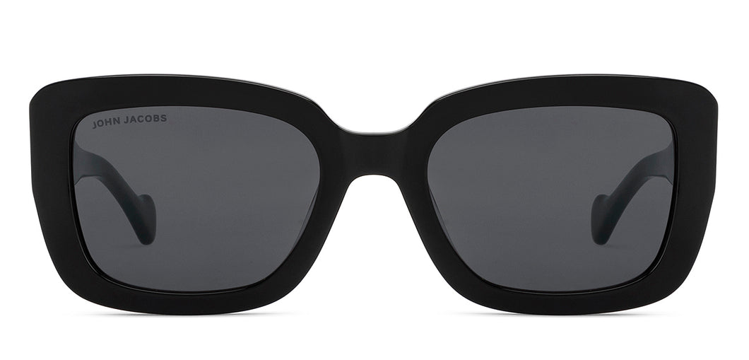 Black Rectangle Full Rim Unisex Sunglasses by John Jacobs-216886