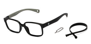Black Rectangle Full Rim Kids Eyeglasses by Hooper-210495