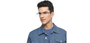 Black Rectangle Rimless Unisex Eyeglasses by John Jacobs Online-209687
