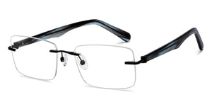 Black Rectangle Rimless Unisex Eyeglasses by John Jacobs Online-209687