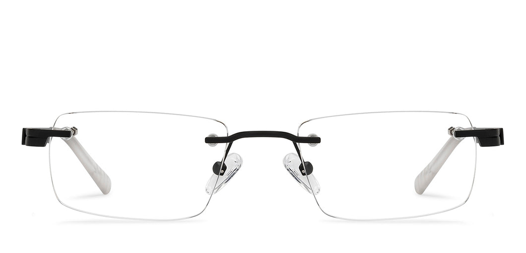 Black Rectangle Rimless Unisex Eyeglasses by Lenskart Air Online-211043