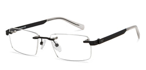 Black Rectangle Rimless Unisex Eyeglasses by Lenskart Air Online-211043