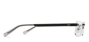 Black Rectangle Rimless Unisex Eyeglasses by Lenskart Air Online-211043