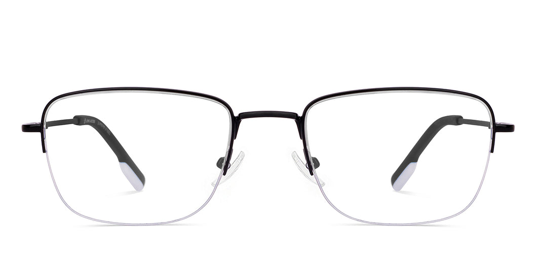 Black Rectangle Half Rim Unisex Eyeglasses by John Jacobs-217179
