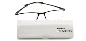 Black Rectangle Half Rim Unisex Eyeglasses by Lenskart READERS-209193