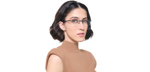 Black Rectangle Half Rim Unisex Eyeglasses by Vincent Chase-222633