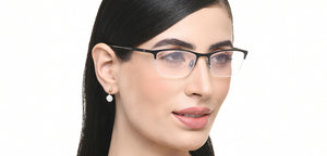 Black Rectangle Half Rim Unisex Eyeglasses by Vincent Chase-218971