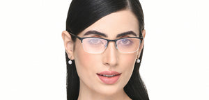 Black Rectangle Half Rim Unisex Eyeglasses by Vincent Chase-218971