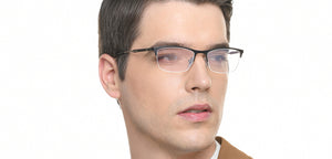 Black Rectangle Half Rim Unisex Eyeglasses by Vincent Chase-218971