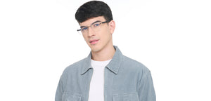 Black Rectangle Rimless Unisex Eyeglasses by Lenskart Air-225543