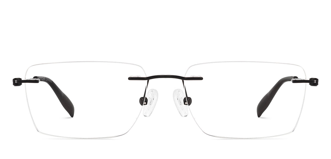 Black Rectangle Rimless Unisex Eyeglasses by Vincent Chase-229220
