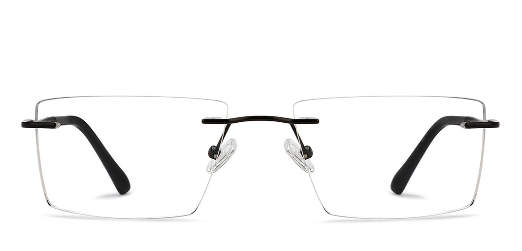 Black Rectangle Rimless Unisex Eyeglasses by Vincent Chase-211520