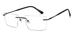 Black Rectangle Rimless Unisex Eyeglasses by Vincent Chase-211520