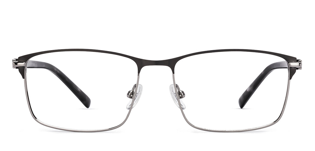 Gunmetal Rectangle Full Rim Unisex Eyeglasses by Vincent Chase-222001