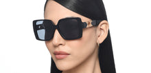 Load image into Gallery viewer, Black Square Full Rim Women Sunglasses by John Jacobs-216829