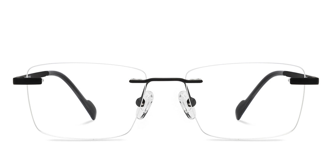 Black Rectangle Rimless Unisex Eyeglasses by Vincent Chase Online-209024