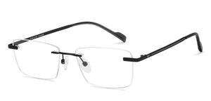 Black Rectangle Rimless Unisex Eyeglasses by Vincent Chase Online-209024