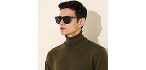 Blue Rectangle Full Rim Unisex Sunglasses by John Jacobs-220527