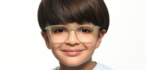 Green Geometric Full Rim Kids Eyeglasses by Hooper Screen Glasses-216582