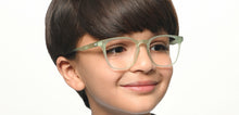 Load image into Gallery viewer, Green Geometric Full Rim Kids Eyeglasses by Hooper Screen Glasses-216582