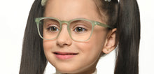 Load image into Gallery viewer, Green Geometric Full Rim Kids Eyeglasses by Hooper Screen Glasses-216582