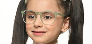 Green Geometric Full Rim Kids Eyeglasses by Hooper Screen Glasses-216582