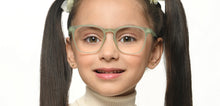 Load image into Gallery viewer, Green Geometric Full Rim Kids Eyeglasses by Hooper Screen Glasses-216582