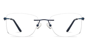 Blue Rectangle Rimless Unisex Eyeglasses by Vincent Chase-211518