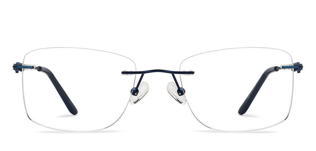 Blue Rectangle Rimless Unisex Eyeglasses by Vincent Chase-211518