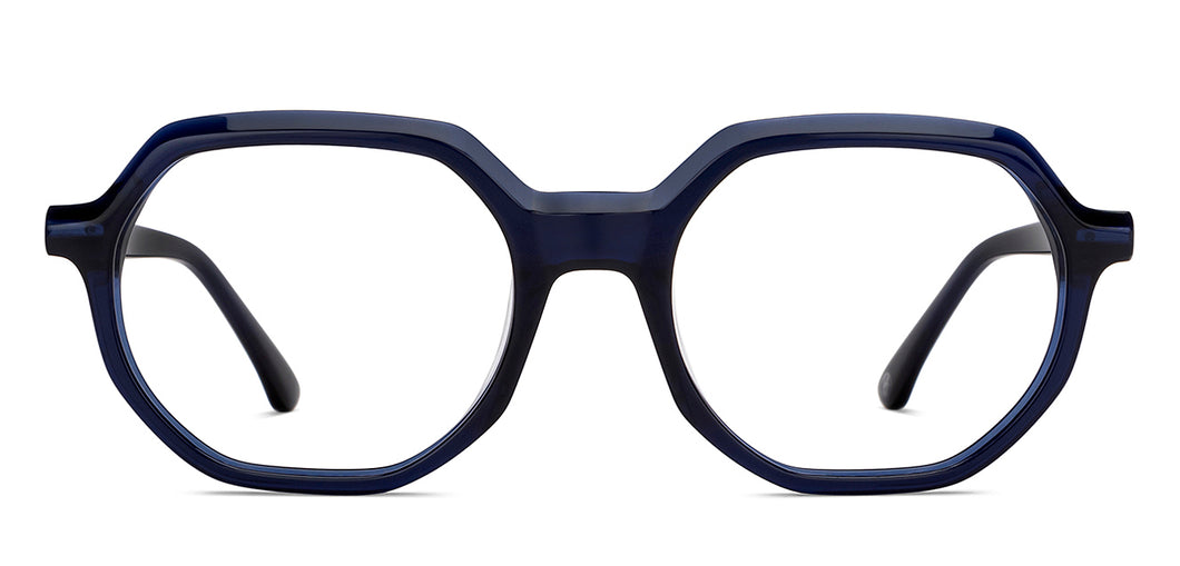 Blue Hexagonal Full Rim Unisex Eyeglasses by John Jacobs-215743