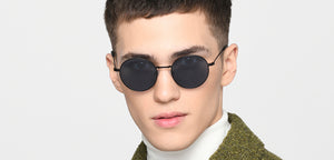 Black Round Full Rim Unisex Sunglasses by Lenskart STUDIO-218092