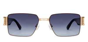 Gold Rectangle Full Rim Unisex Sunglasses by Vincent Chase Polarized-224454